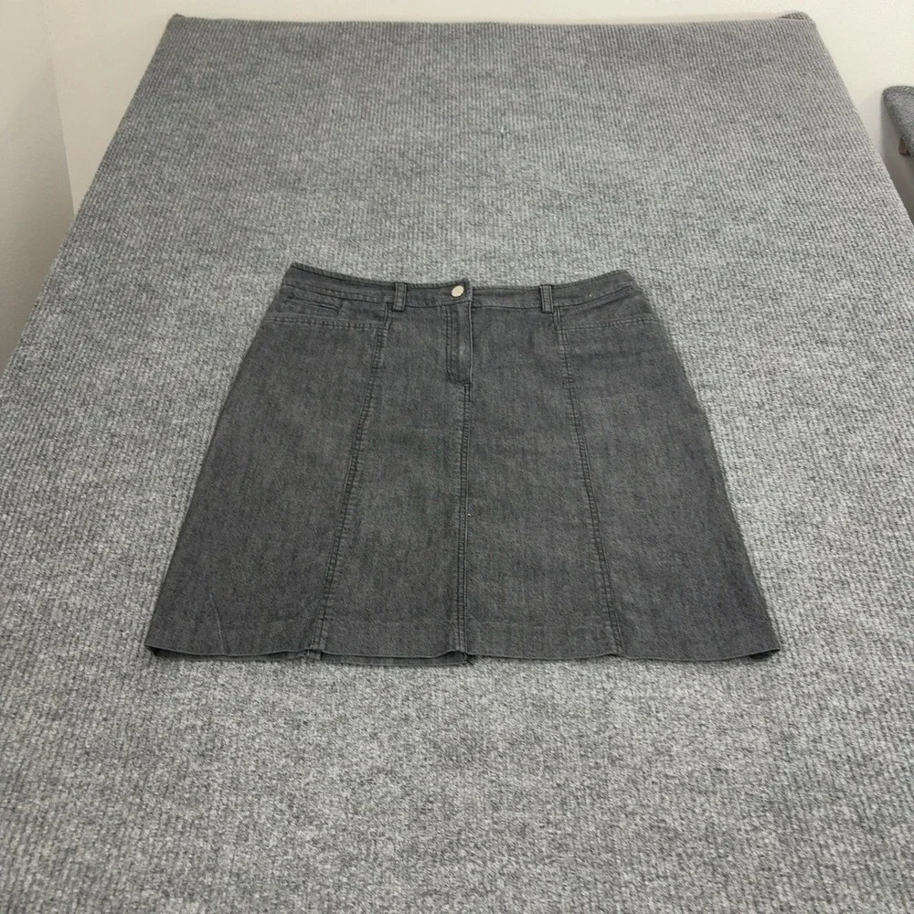 Sandro Skirt Womens 14 Grey Cotton Blend A-Line Casual Professional Style